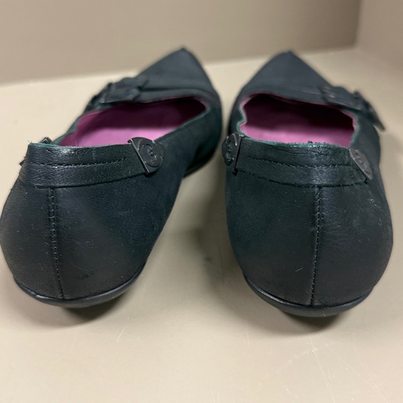 Fly London Suede Black Ballet Flats Edgy Buckle Detail, Pointed Toe EUC sassy - Picture 7 of 10